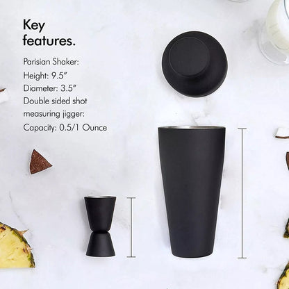 Juego Coctelera Set 8pzs Negro Mate